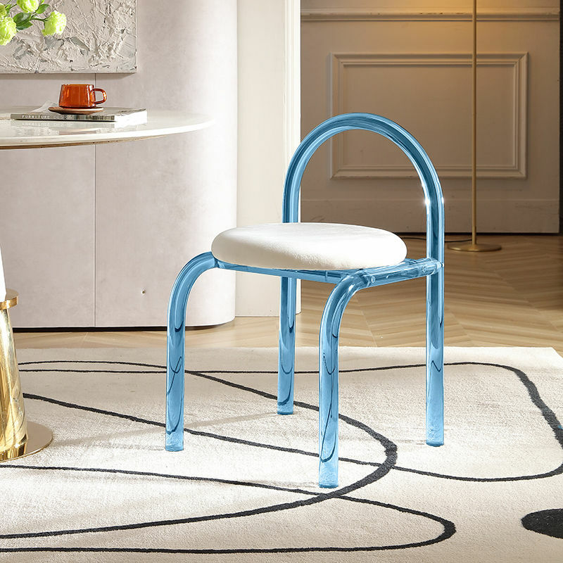 Kursi kopi akrilik, perabot ruang tamu Nordik, kursi makan, sandaran tangan ergonomis transparan