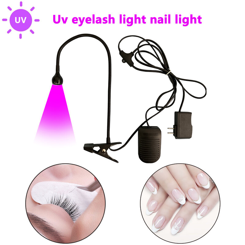 Lampa utwardzająca koloidalny UV z cichym przełącznikiem nożnym do paznokci i kleju sztuczne rzęsy szczepienie, suszenie i szybkie utwardzanie lampy UVLED