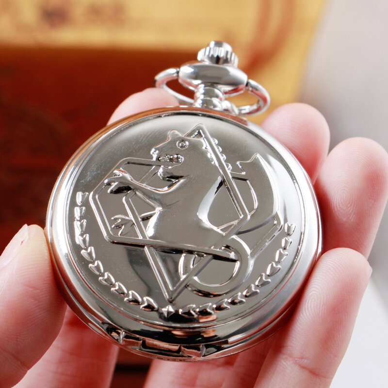 Czyste srebro gładki zegarek kieszonkowy kwarcowy Alchemist naszyjnik Steampunk zegarki kieszonkowe dla mężczyzn prezenty urodzinowe dla kobiet z łańcuchem