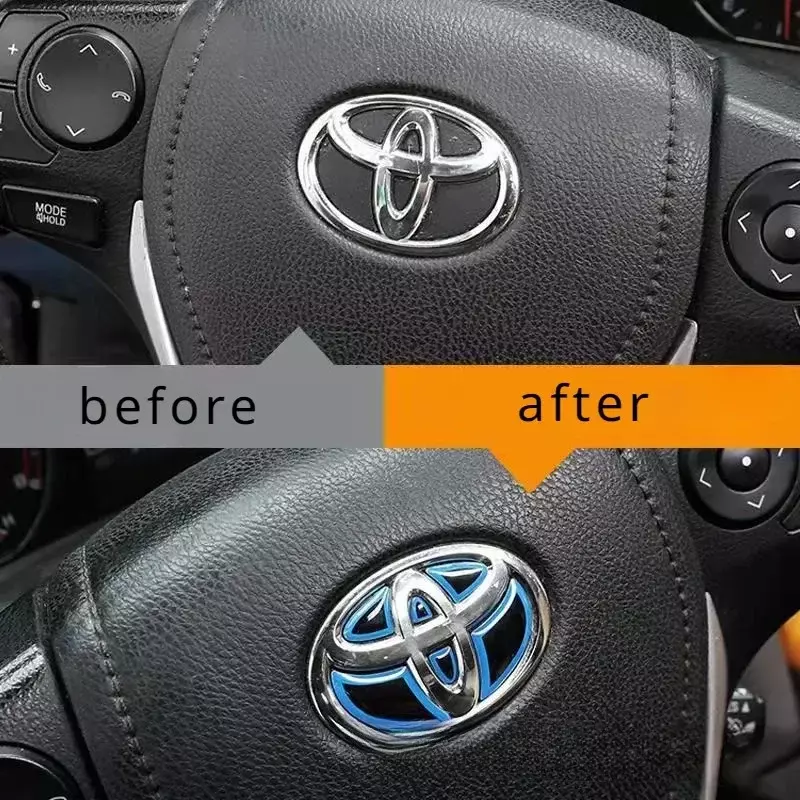 Stiker bagian dalam roda kemudi mobil serat karbon trim untuk Aksesori stiker Interior mobil Toyota Prius Corolla Rav4 Yaris Verso Camry