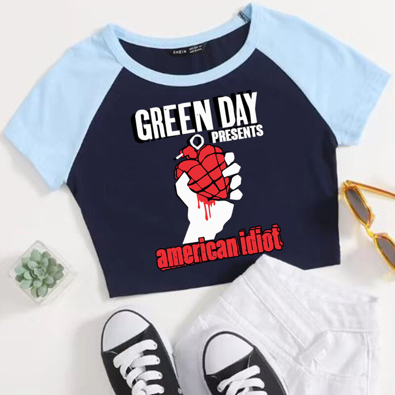 Green Day savors Band 2024 World Tour t-shirt Crop da donna ragazze moda o-collo maniche corte camicie regalo fan di musica