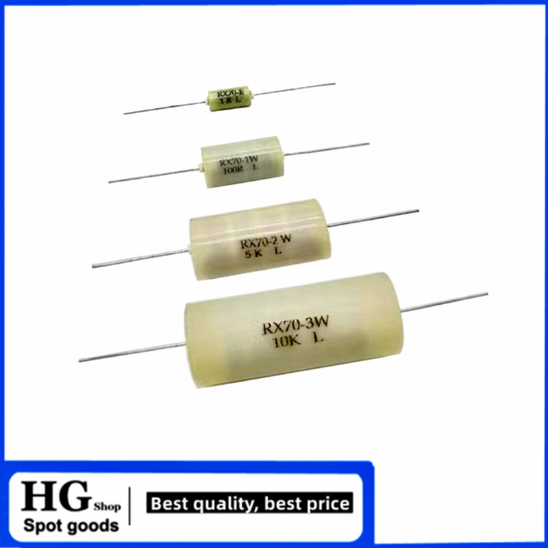 Resistor de precisão de alta precisão, resistor padrão, 1R a 500R, 1K a 100K, RX70, 0.25W, 0.5W, 1W, 2W, 3W, 0,01%