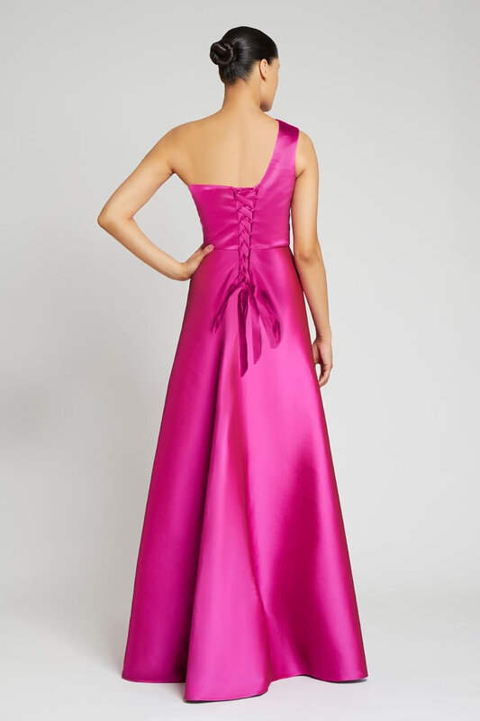 Женское сексуальное атласное вечернее платье на одно плечо, без рукавов, корсет с открытой спиной, со шнуровкой, плиссированные вечерние бальные платья-русалки, 2024