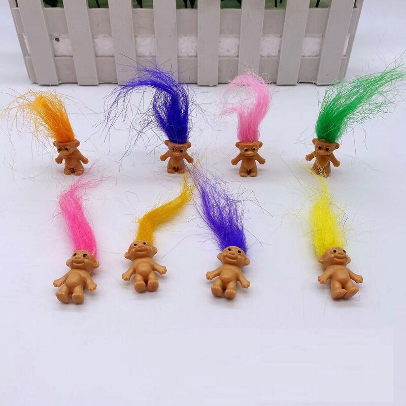Boneka troll badut rambut panjang mini boneka Model anggota keluarga rambut warna-warni mainan anak-anak untuk hadiah anak-anak dewasa nostalgia