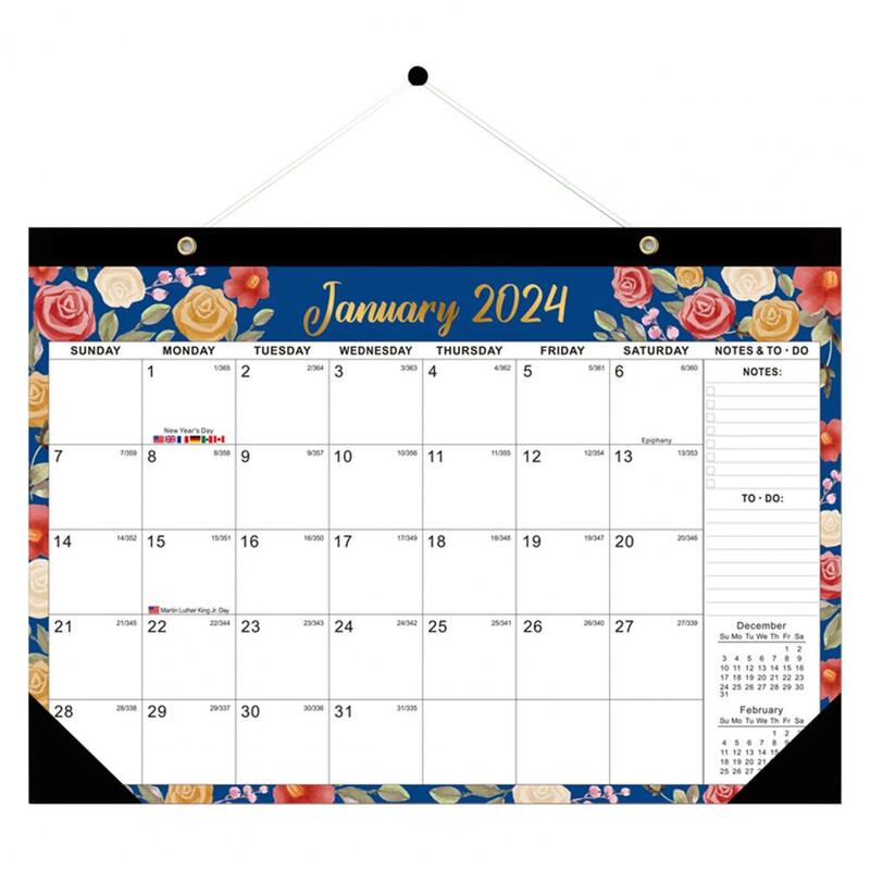 Kalendarze z kalendarzem 2024 2024 kalendarzy ściennych z trwałymi miesięcznymi planerami na smycz wymienia nowy rok do organizacji