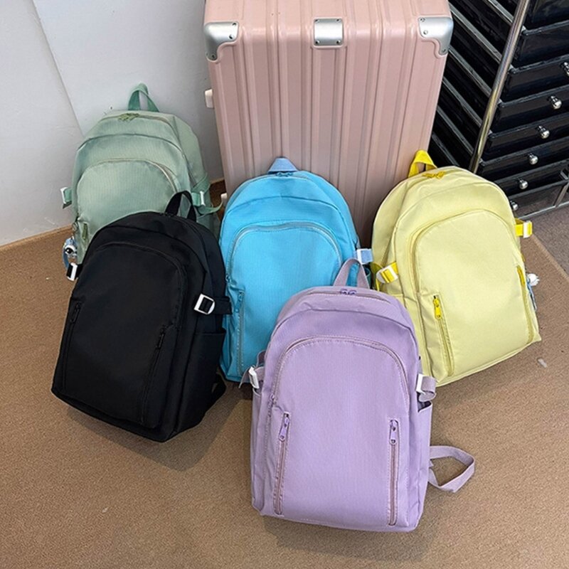 Стильный женский рюкзак для колледжа в Корейском стиле, простая однотонная школьная сумка для книг, вместительный Повседневный дорожный рюкзак для девочек для ноутбука