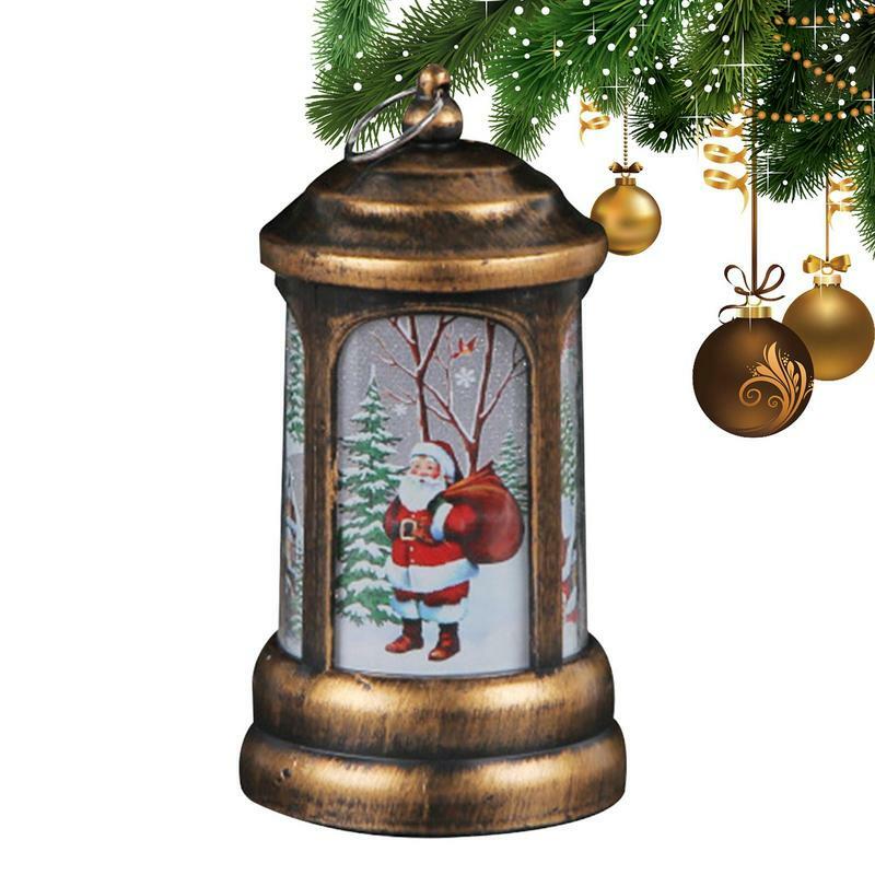 Christmas Lanterns Vintage Snowman Elk Santa Wind Light LED Night Lamp Night Light Xmas Lantern Centerpieces Christmas Decor