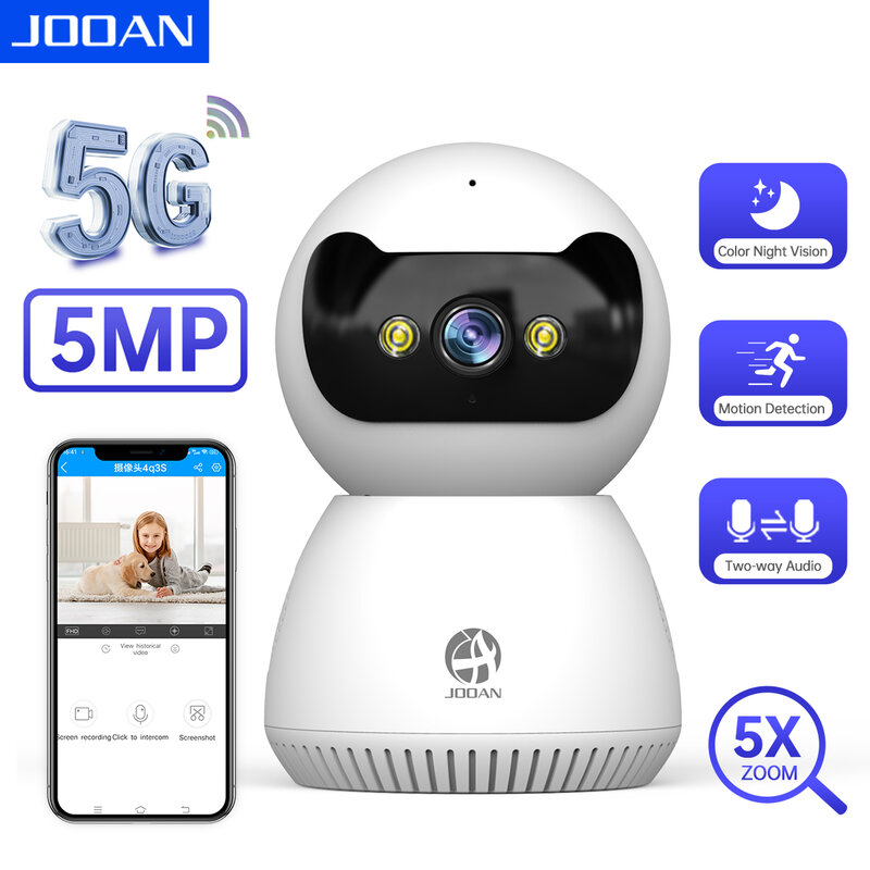 Jooan 5MP 3MP Câmera IP 5G WiFi Câmera de Segurança Doméstica Rastreamento AI Câmera de Vigilância por Vídeo Visão Noturna Colorida Monitor de Bebê Inteligente