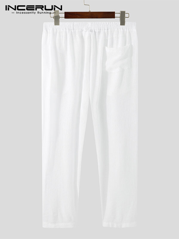 Męskie spodnie do spania Solid Color Homewear w pasie wygodne 2023 cienkie spodnie do spania męskie przepuszczalne spodnie dresowe INCERUN 5XL