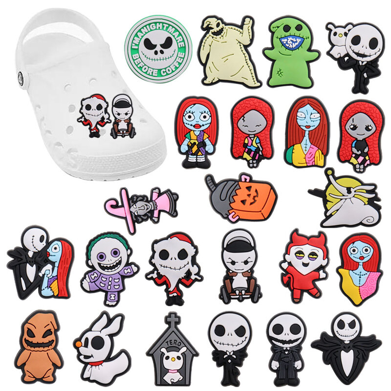 Good Quality 1-23pcs PVC Shoe Charms The Nightmare Before Christmas PVC Accessories Sandals Ornaments For Children DIY Present