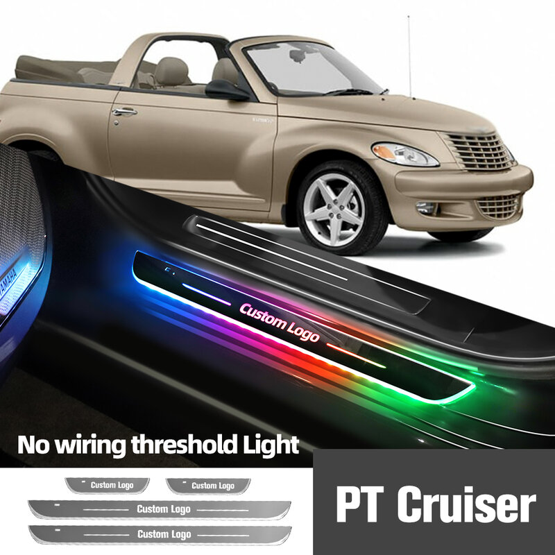 ไฟธรณีประตูรถยนต์สำหรับ Chrysler PT Cruiser 2000-2010 2008 2009 LED ปรับแต่งโลโก้ได้เอง