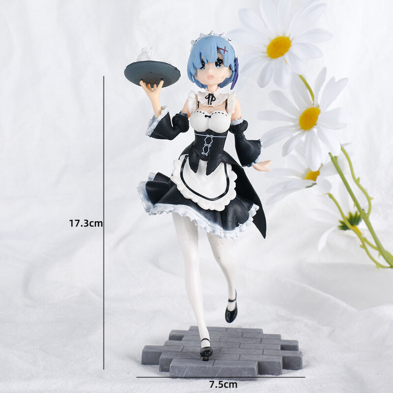 17cm Anime Re: leben in EINE Andere Welt Von Null Ram Rem Schürze Maid Kleid Up Figur Puppe PVC Sammlung Modell Spielzeug geschenk
