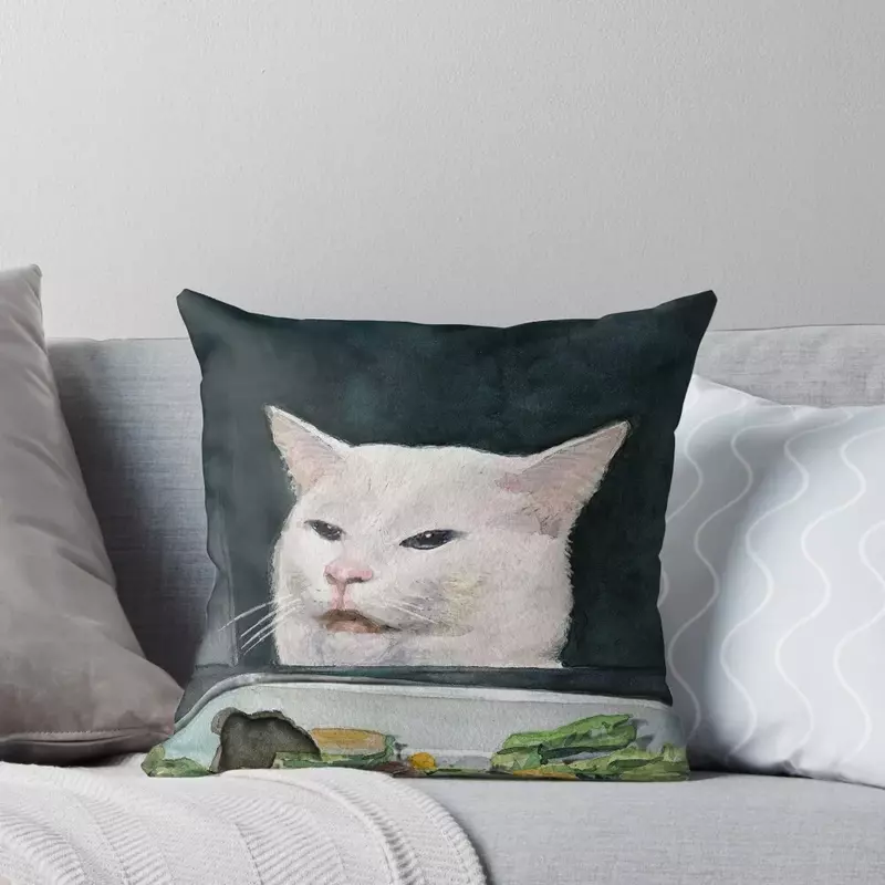 Kobieta krzyczy na poduszkę Meme-8 rzucania kota