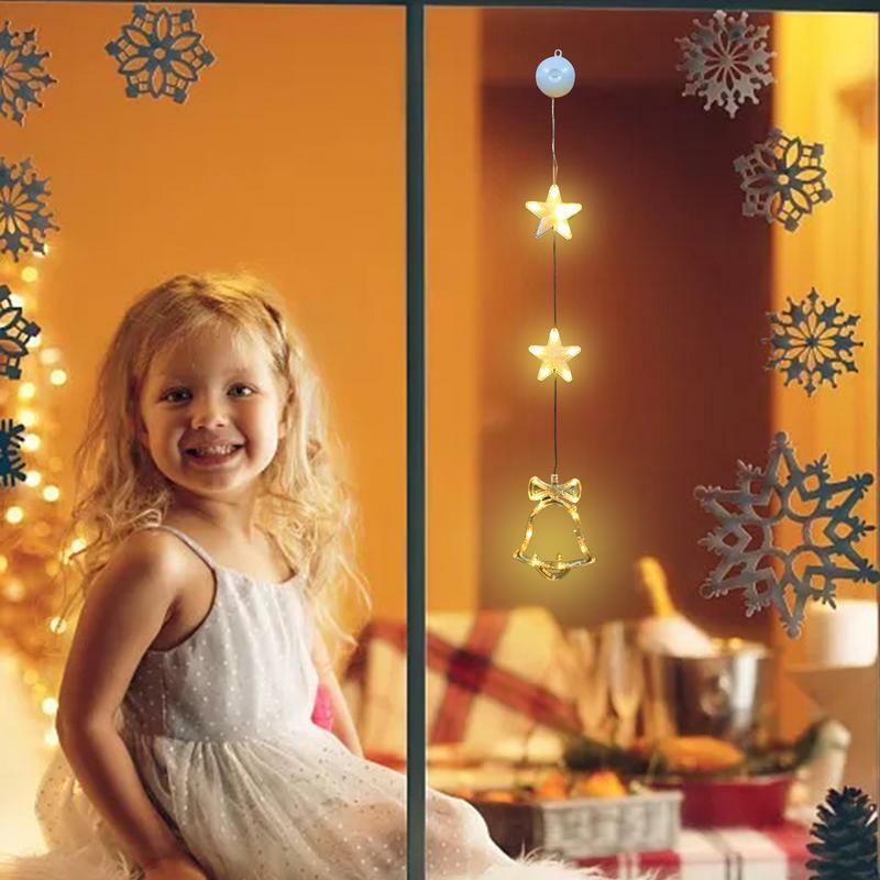 Luces LED de inicio de Navidad para ventana, luz colgante de fondo portátil, funciona con pilas, para pasamanos, Porches, navidad