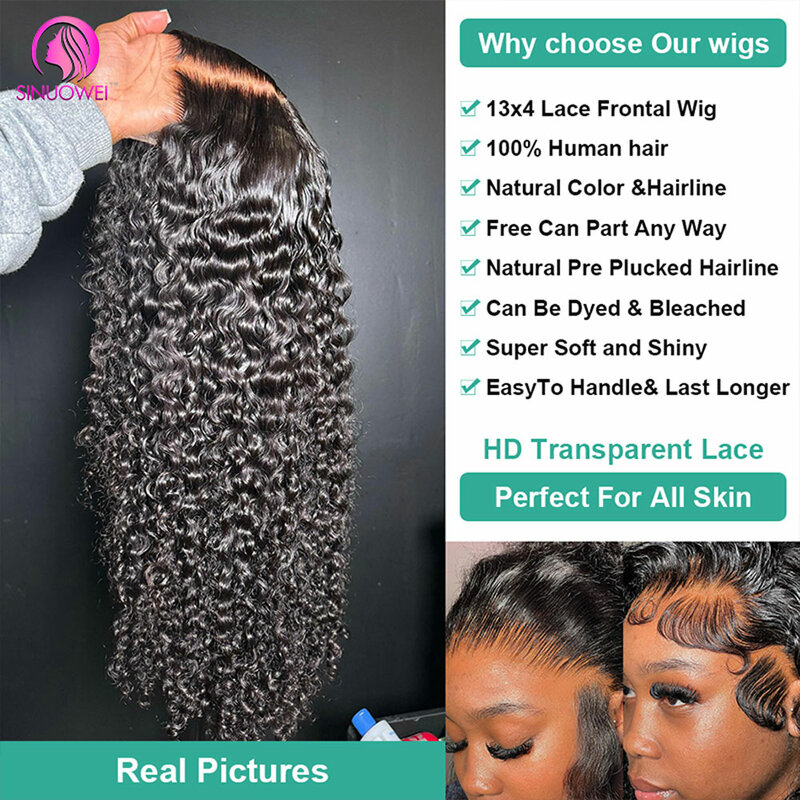 Парик Water Wave 5x5, 220% дюймов, женский прозрачный парик с фронтальной сеткой 13x4, парик с фронтальной сеткой из человеческих волос