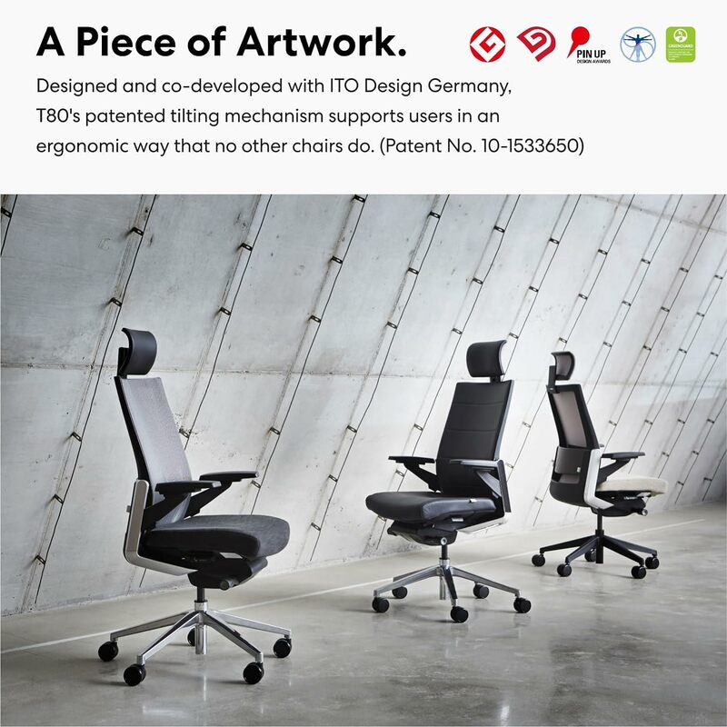 Ergonomiczne krzesło biurowe Premium SIDIZ T80: ekstremalne komfortowe krzesło biurko do pracy w domu, regulowany zagłówek, stabilizator lędźwiowy,