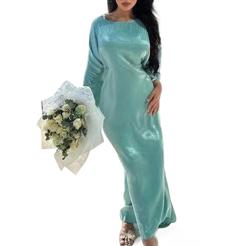 Frauen Kleid 1pc Fledermaus Ärmel lässig bequem für Frühling/Sommer langes Kleid muslimische Robe übergroße Polyester