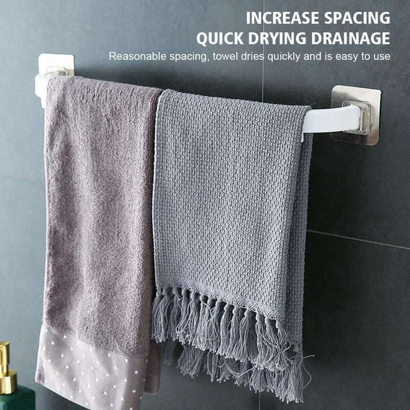 Adhesive Towel Rack Bathroom Kitchens Free Punching Rail Rack Towels Hanger Holder For Kitchen Bathroom Organizer Accessori X7R2