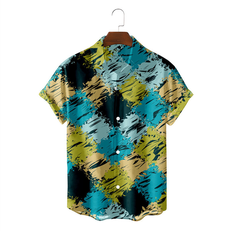Hawajska koszule graficzne plażowa na odzież damska Hawaii drzewo kokosowe w paski 3D z krótkim rękawem wakacyjna Camisa