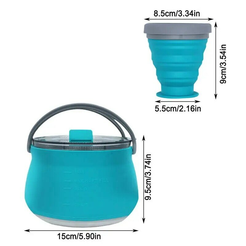 Travel Kettle For Boiling Water Outdoor Folding Silicone Coffee & Tea Kettle Hot Water Pot For Boiling Water Portable Kettle For