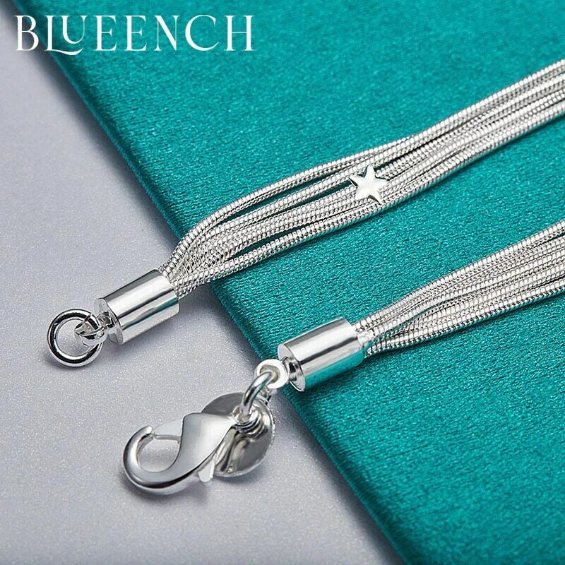 Blueench bracciale in argento Sterling 925 con nappe a stella per donna gioielli di moda romantici europei e americani