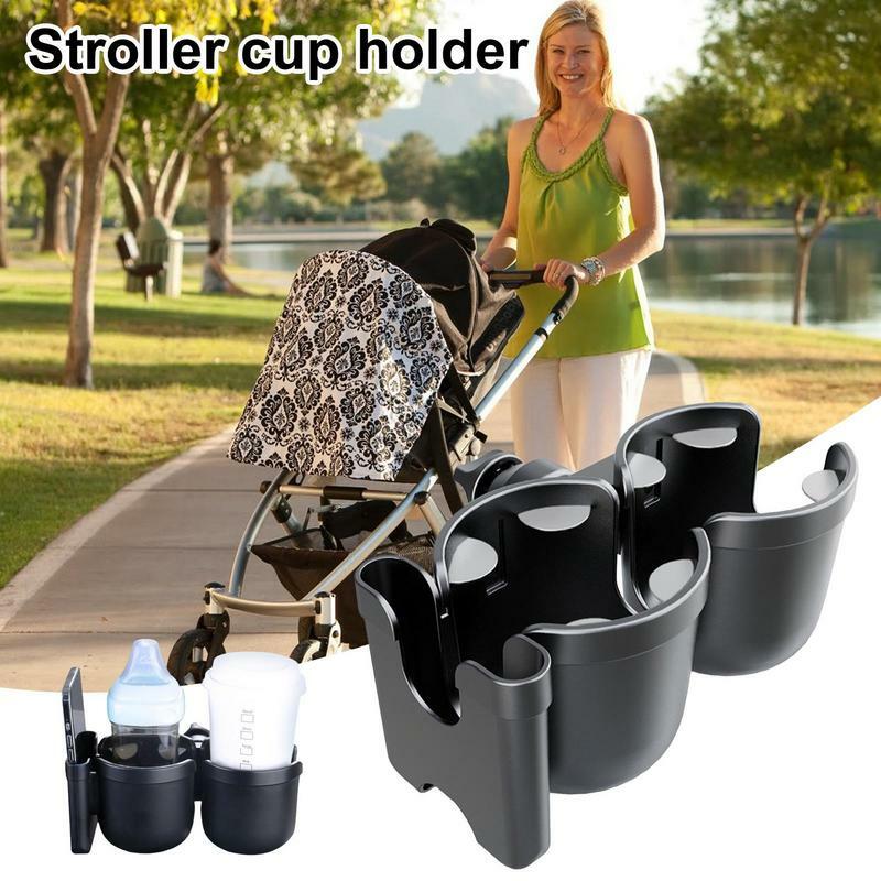 Universal Stroller Cup Holder, Twin Pram Água Leite Garrafa Rack, Bebidas Stand, Estojo para Bicicletas Carrinhos Pushchairs, 3 em 1