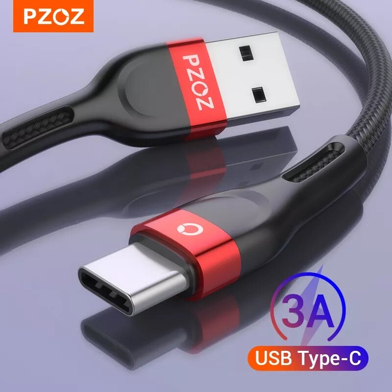 PZOZ Cable USB tipo C Cable de carga rápida Cable de datos Cable USB C 2M 3M para Samsung S20 S21 Xiaomi Mi 10 11 Redmi Note 9 Pro Teléfono móvil USBC TypeC Cargador