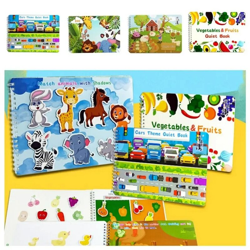 Naklejki dla dzieci do ręcznych naklejek do puzzli książki wielokrotnego użytku z kreskówkowymi zwierzętami dinozaurami uczące się poznawania zabawki na prezent dla dzieci