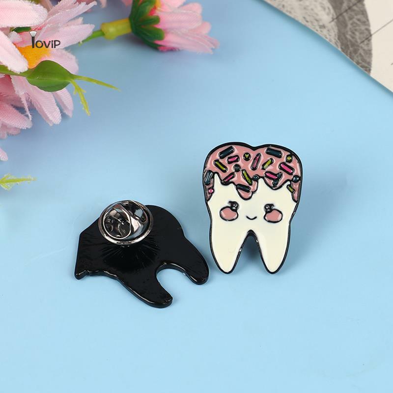 1 buah mode bentuk gigi lucu bros medis Pin untuk dokter Suster kerah ransel lencana Pin perhiasan hadiah Aksesori