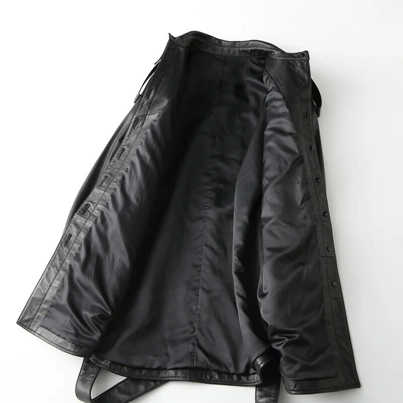AYUNSUE куртка из натуральной овечьей кожи женская кожаная куртка весенние пальто женские черные куртки с поясом Тренч Chaquetas