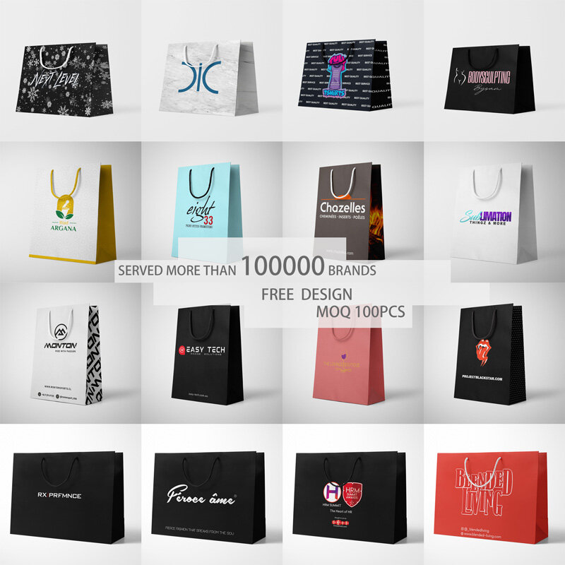 Producto personalizado, bolsas de papel de compras con logotipo impreso personalizado, Boutique de lujo para tienda de cabello