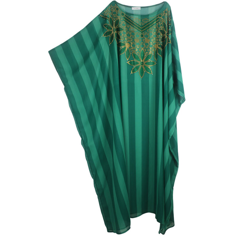 Vestidos africanos de poliéster verde para mulheres, vestidos longos Dashiki, plus size, verão, 2023