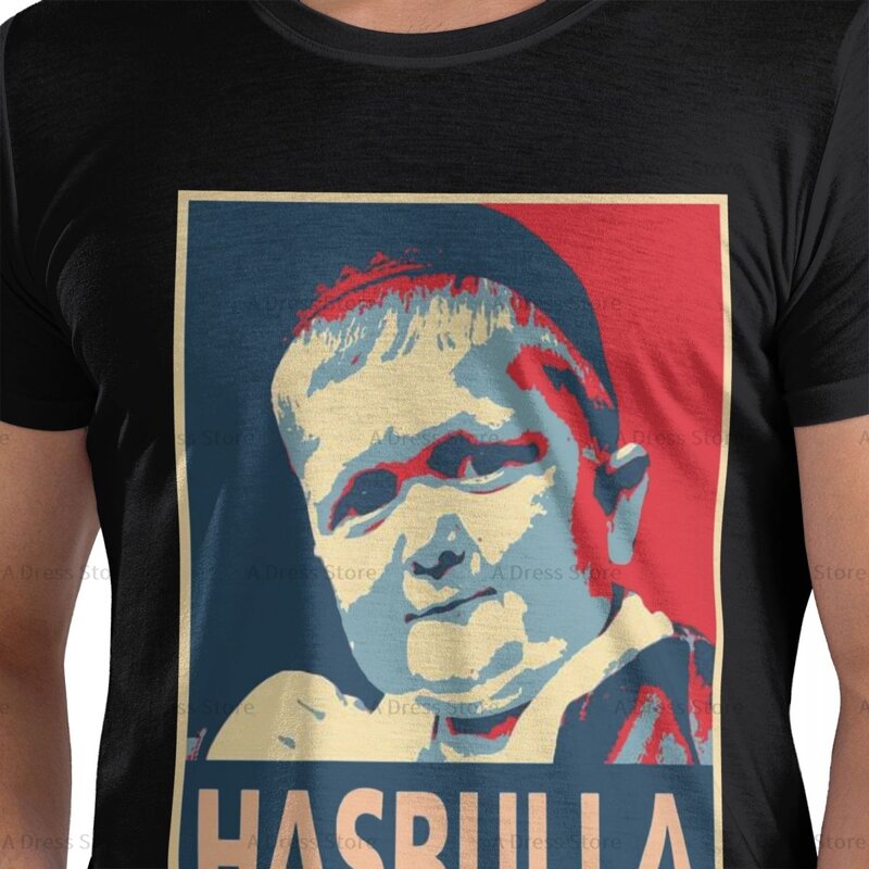 Hasbulla Fighting 남성용 라운드넥 티셔츠, 모던 오버사이즈 프린트 티셔츠, 반팔 티셔츠, 사계절 선물