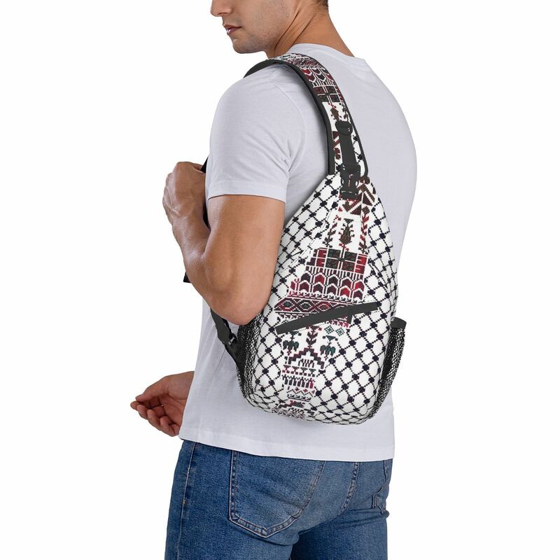Palestine Palestinian Crossbody Sling Bag Chest Bag Traditional Tatreez Embroidery Shoulder Backpack Daypack for Travel Satchel