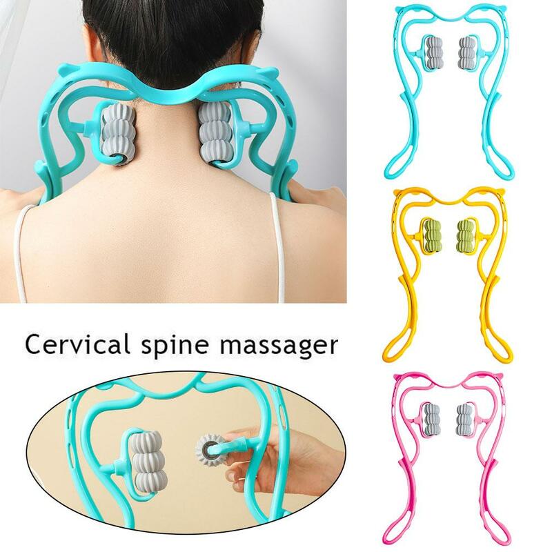 Rolo de massagem portátil para dor no pescoço e ombro, massagem rotativa 360 °, ferramenta ajustável, melhor para costas e ombro, j9h3