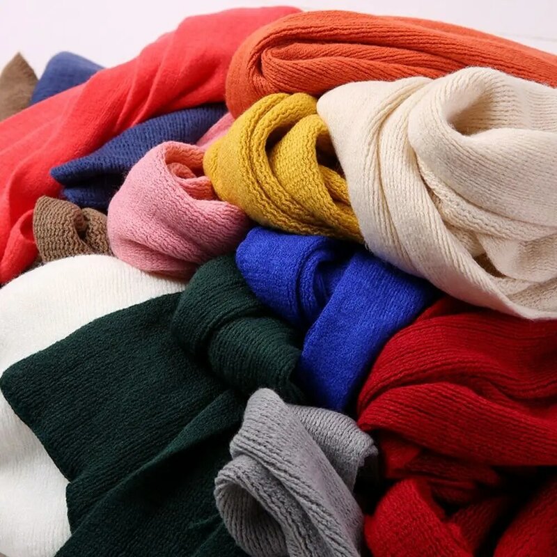 男性と女性のためのニットカシミヤスカーフ,単色,厚く,暖かく,防風,模造品,冬,ショール,新しい