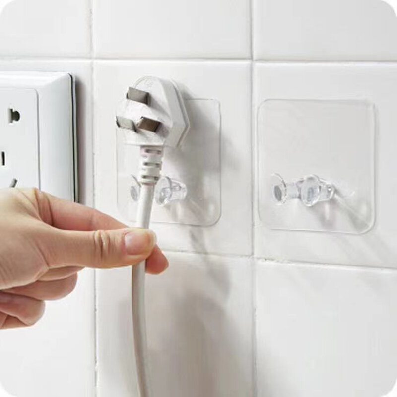 5/1Pcs Adhesive Strong Hooks Rack Wall Hanger Space Saver Toothbrush Power Plug Holder Shaver Organizer Towel Rack Bathroom