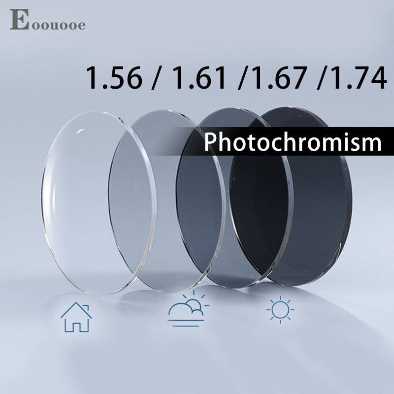 Lentes asféricas fotocromáticas para miopía e hipermetropía, gafas ópticas de sol graduadas para exteriores, color gris y marrón, 1,56, 1,61, 1,67