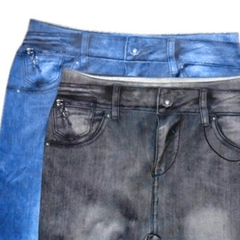 Leggings femininas vintage cor lavagem jeans com cintura baixa elástica Yoga calça lápis