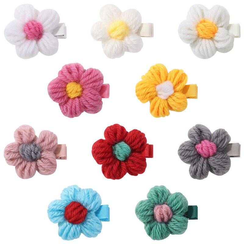 Pinzas para el pelo con flores bordadas para niña y mujer, pasadores de margaritas, 2,4 ", 60 unidades por lote