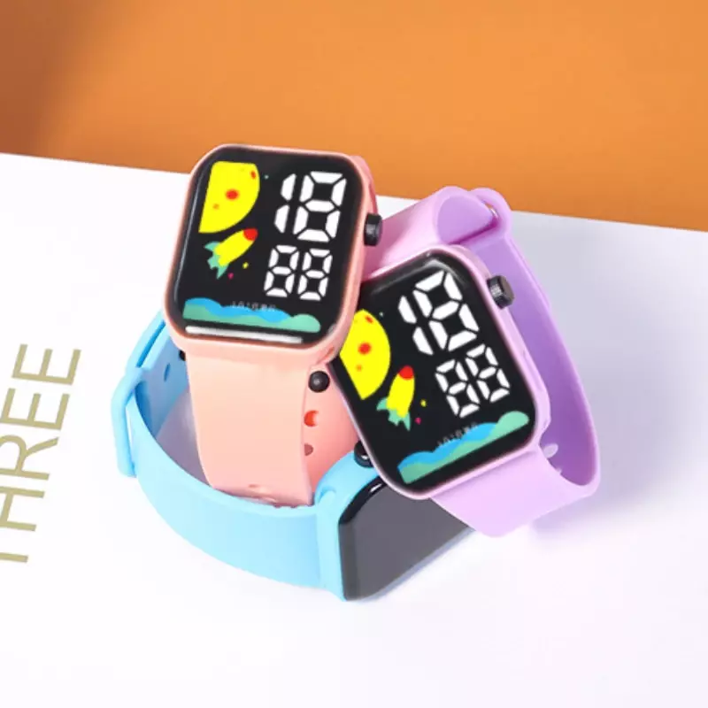 Kreatywny 3D rakietowy dziecięcy zegarek ultralekki cyfrowy zegarek LED dla dzieci Boy Girl sportowy zegar elektroniczny Relogio Infantil