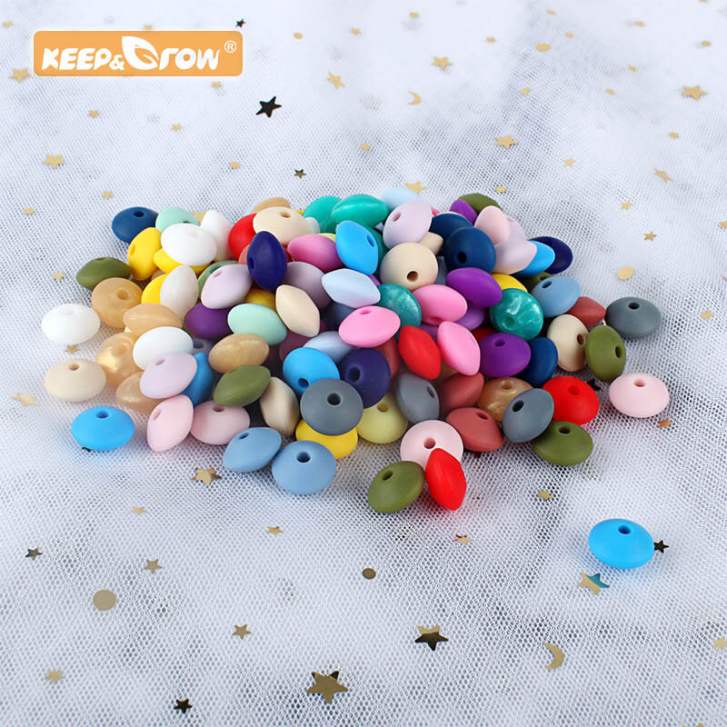 50 stücke Baby Silikon Perlen 12mm Linsen Perlen Lebensmittel Grade DIY schnuller clip Halskette Beißring kinder Spielzeug produkte zubehör