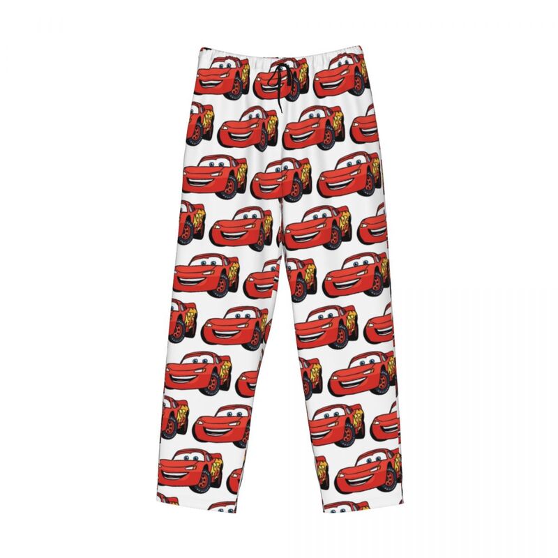 Pantalones de pijama de dibujos animados Mcqueen para hombre, ropa de dormir elástica con bolsillos, rayo personalizado