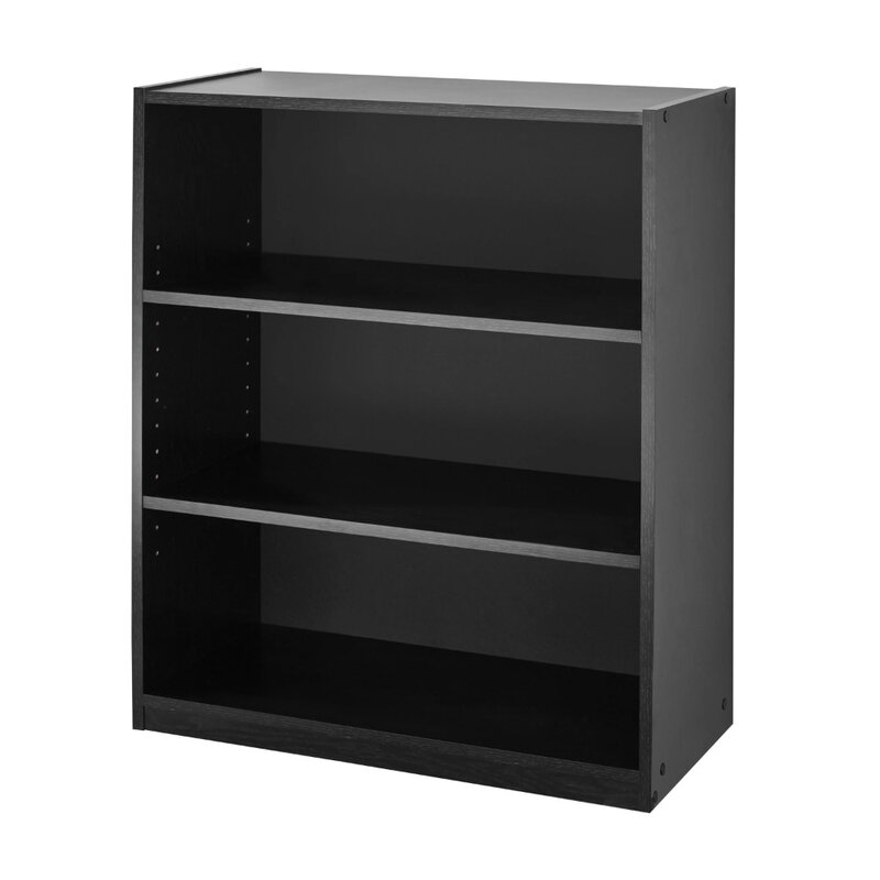 3-Shelf Bookcase with Adjustable Shelves, True Black Oak