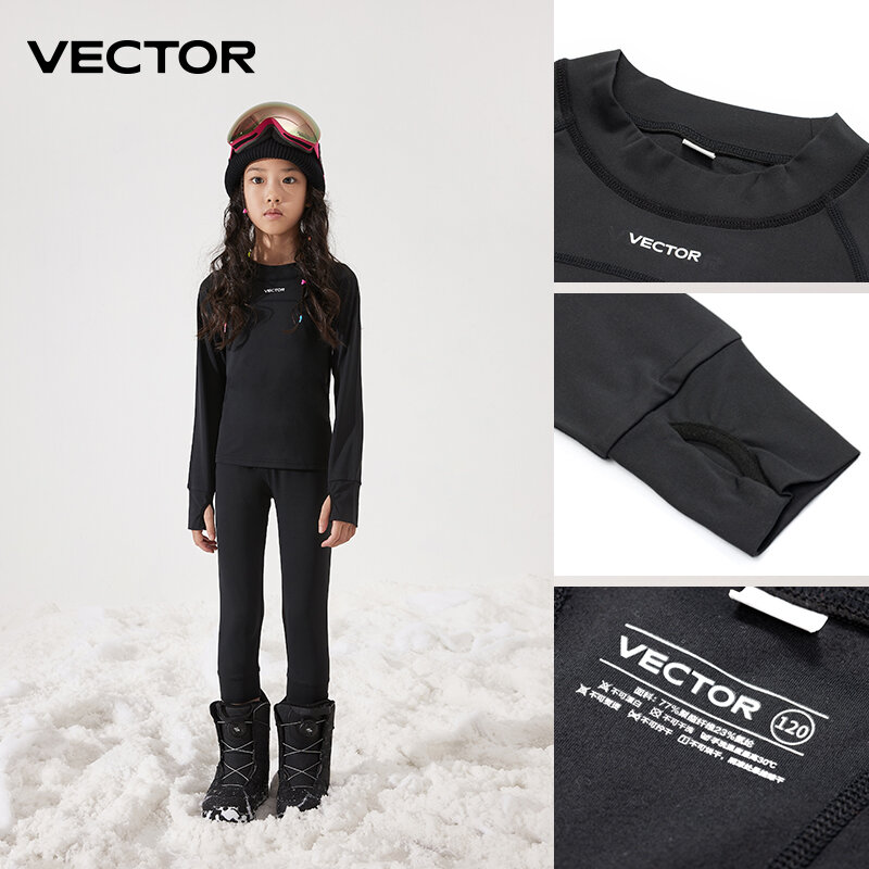VECTOR-Sous-vêtements thermiques en microcarence ultra doux pour enfants, ensemble de couches de base à séchage rapide, caleçons longs, vêtements d'hiver souriants