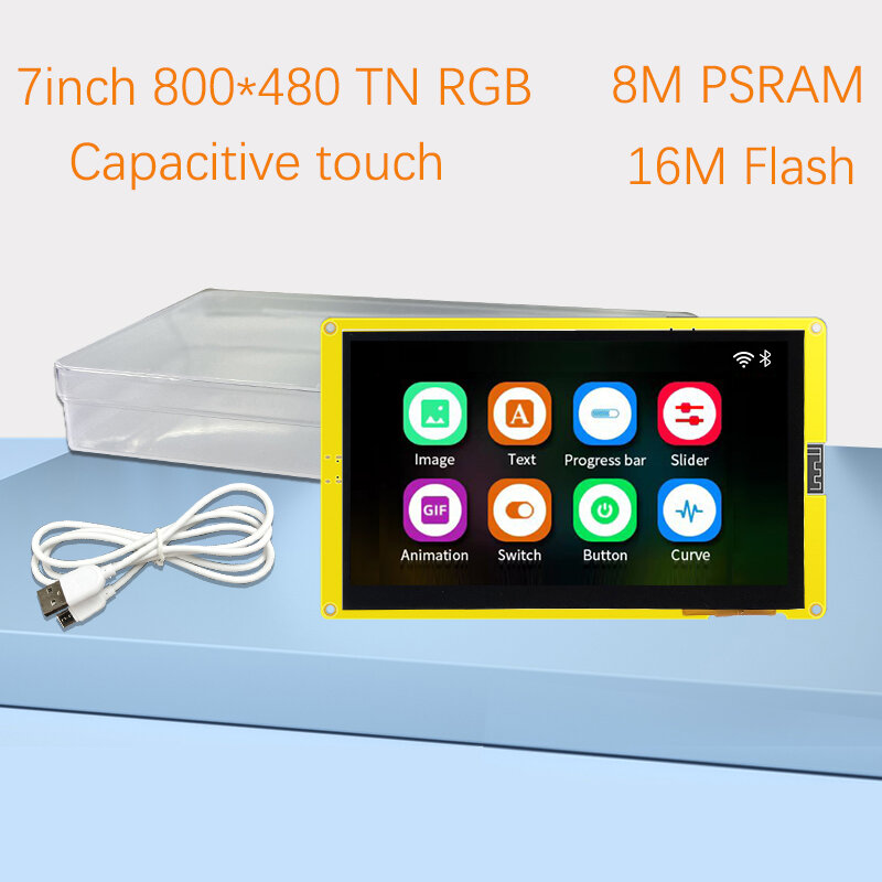 ESP32-S3 HMI 8M PSRAM 16M 플래시 아두이노 LVGL 와이파이 및 블루투스 7 인치 800x480 스마트 디스플레이 스크린, 7.0 인치 RGB LCD TFT 모듈