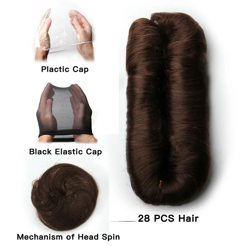 Extensiones de cabello humano rizado para mujer, mechones de pelo brasileño ondulado con cierre, 28 piezas, Remy