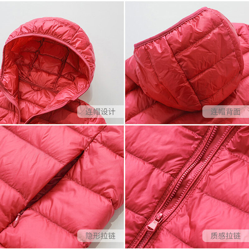Jaket tipis bulu angsa wanita, jaket Luaran portabel hangat musim gugur dan musim dingin untuk wanita