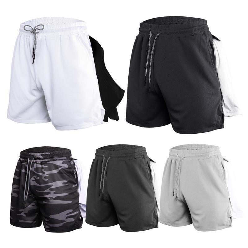 Shorts esportivos leves de secagem rápida para homens, shorts esportivos de fitness, corrida casual, caminhada, ciclismo, boxe, agachamento