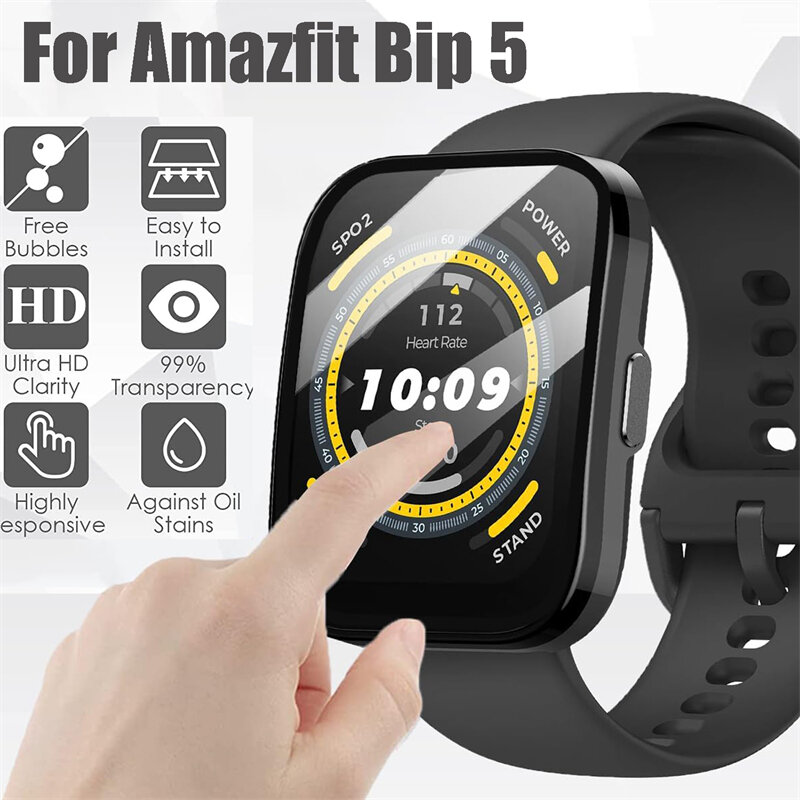 1-5Pcs Screen Protector for Huami Amazfit Bip 5 3D Curved Full Coverage Ultra Thin Soft Protector Cover Film for Amazfit Bip 5